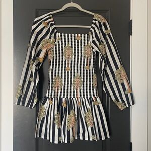 FancydBoutique Palm Tree Puffed-Sleeve Mini Dress